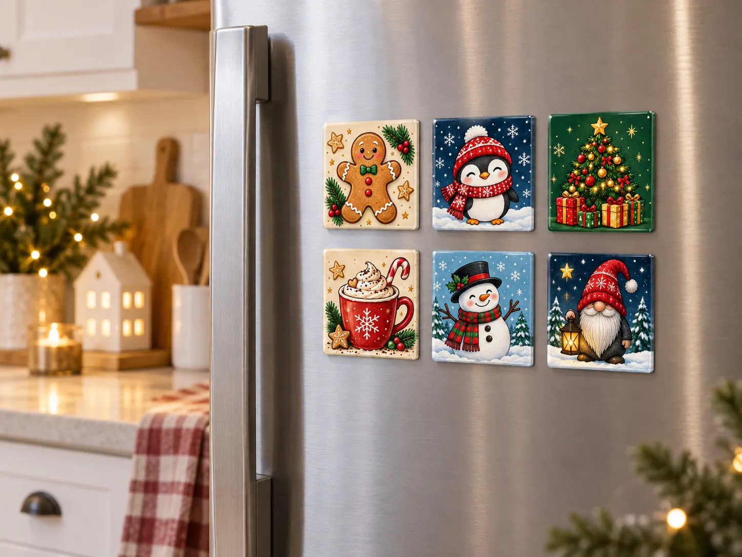 Kühlschrankmagnet mit Weihnachten-Motiven – Beispieldarstellung