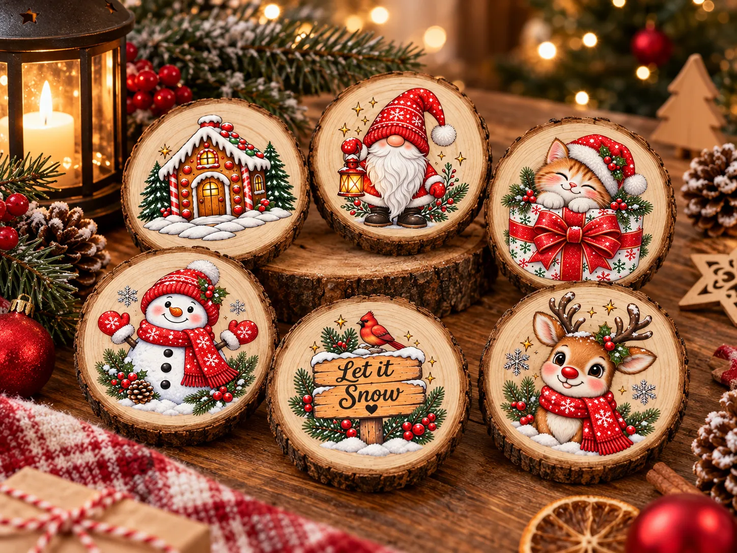 Baumscheibe mit Weihnachten-Motiven – Beispieldarstellung