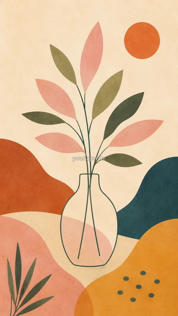 Abstract Mid-Century Botanical 05 – Design für Handyhülle