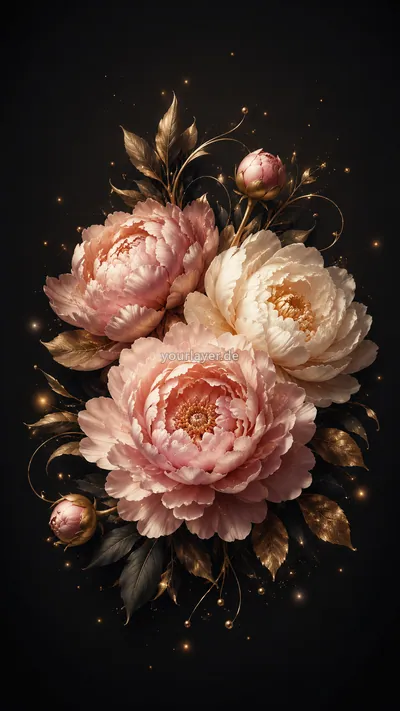 Golden Noir Blumen – Designserie von YourLayer