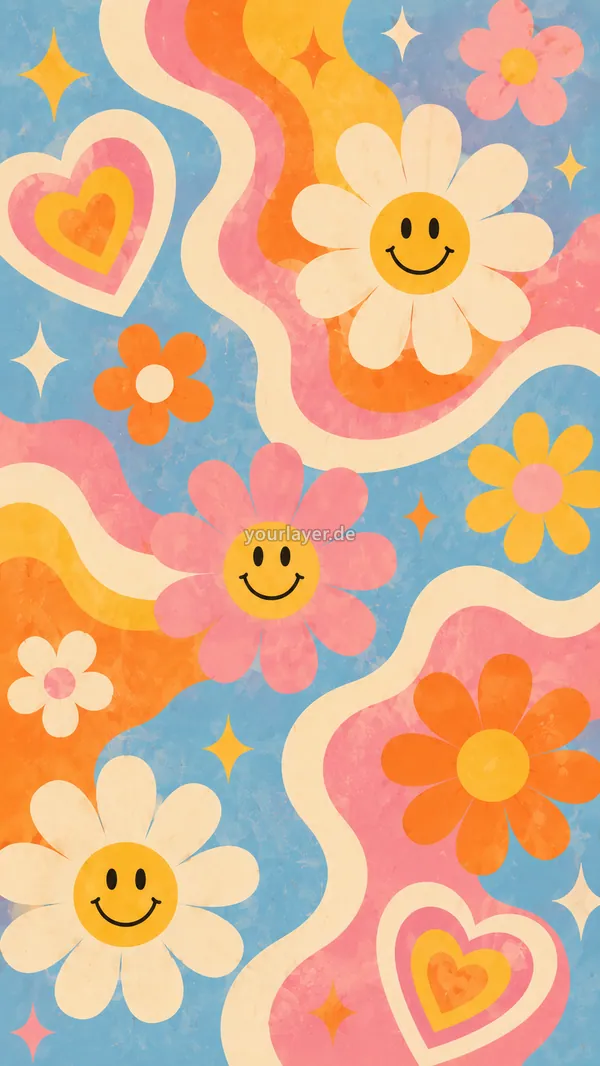 Groovy Flower Power Pattern 04 – Design für Handyhülle