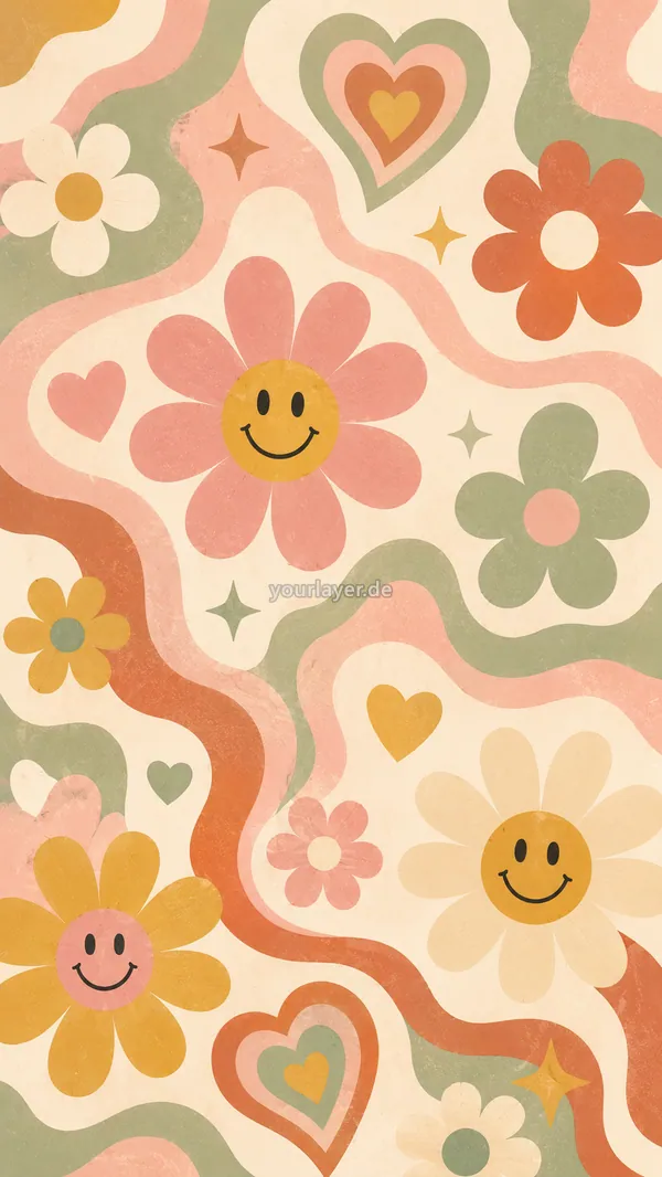 Groovy Flower Power Pattern 05 – Design für Handyhülle