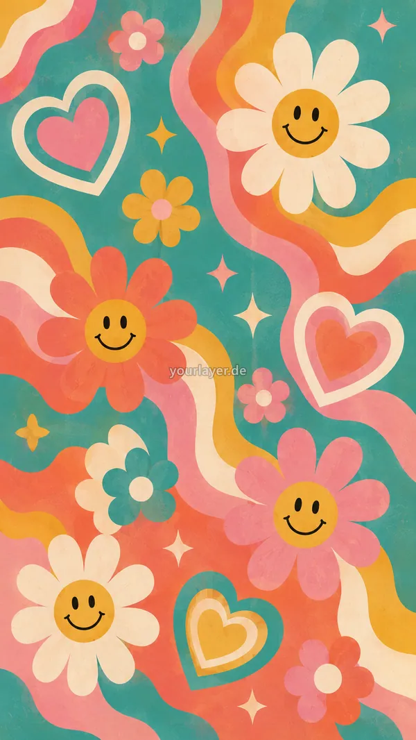 Groovy Flower Power Pattern 06 – Design für Handyhülle